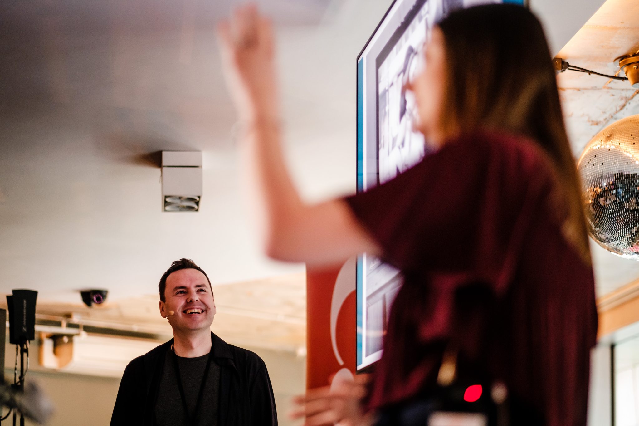 Liam Shaw in focus while teaching alongside Dominique Shaw
